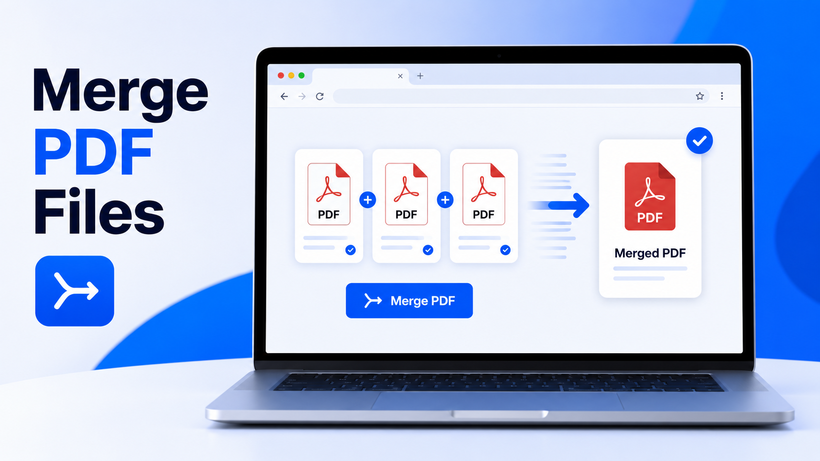 Modern browser interface showing multiple PDF files being merged into one document