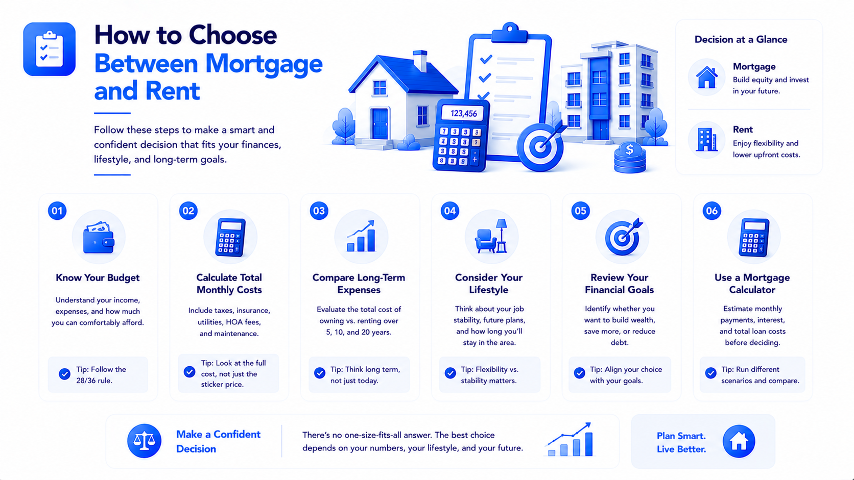 Checklist for choosing between mortgage and rent